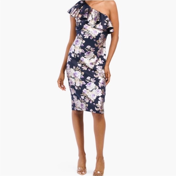 Eliza J Dresses & Skirts - NEW Eliza J beautiful one shoulder jacquard ruffle dress